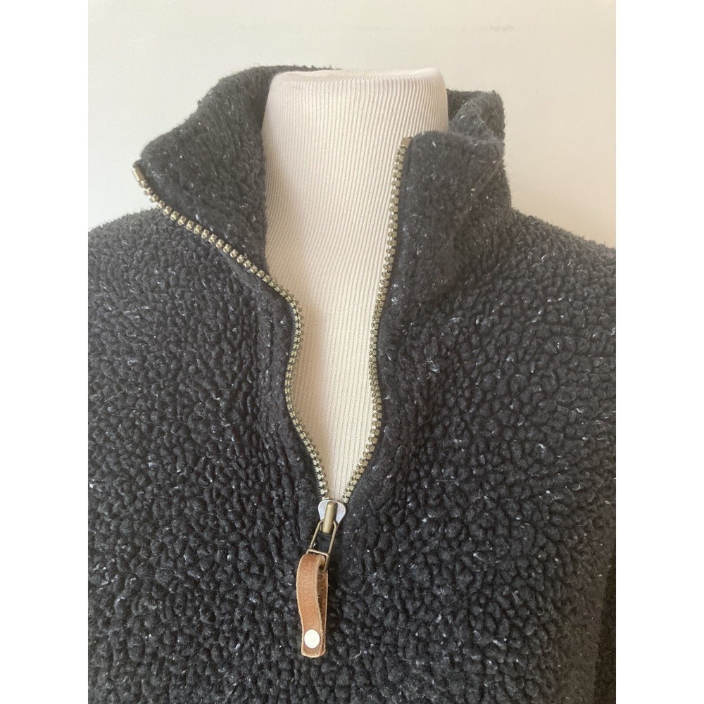 Lands End Jacket Black Medium 10-12 Black Fleece Quarter Zip Pullover Activewear - Picture 2 of 12